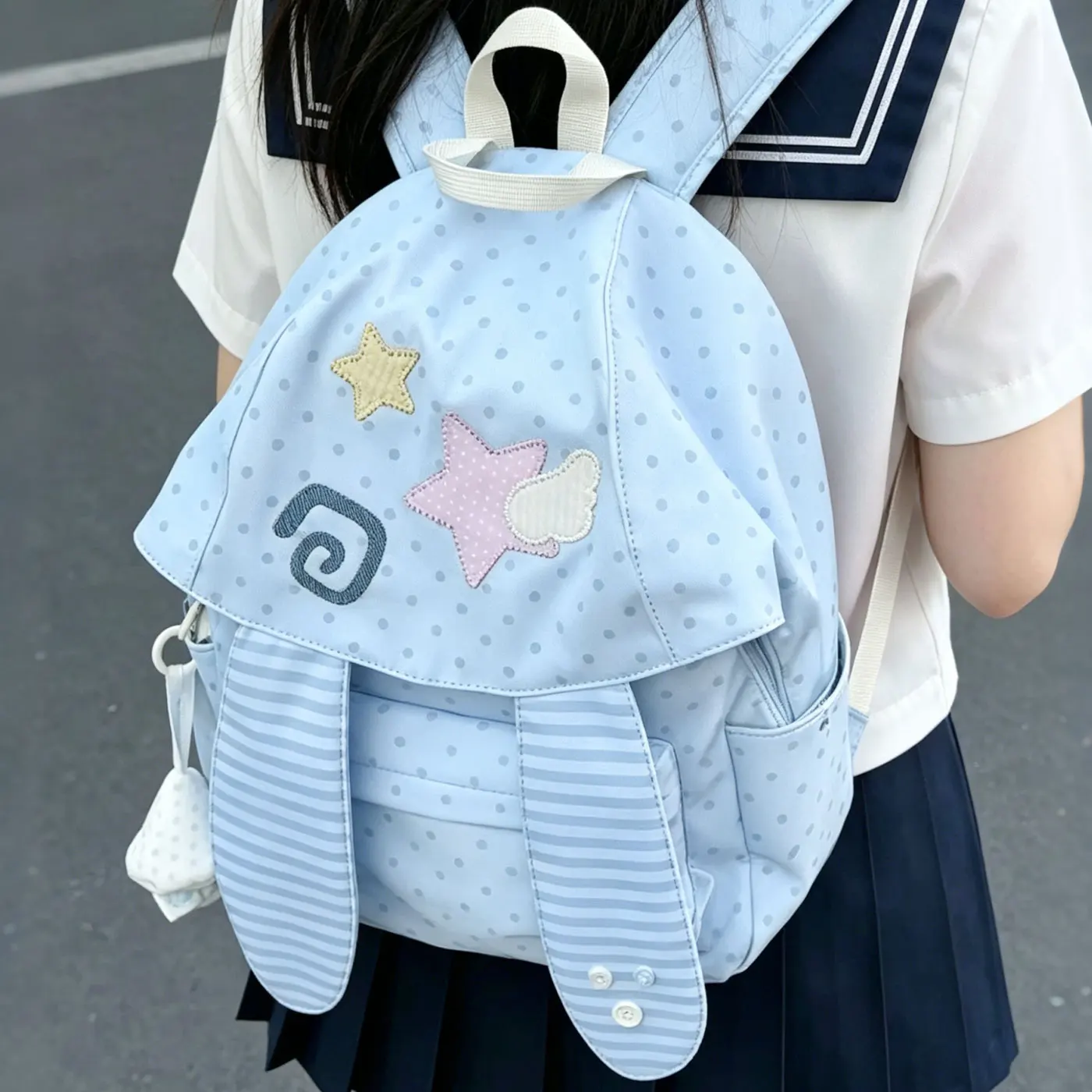 High Aesthetic Value Backpack Large Capacity Outdoors Women's Cartoon Polka Dot Rabbit Ear Bookbag Fashionable Student Bag
High Aesthetic Value Backpack Large Capacity Outdoors Women's Cartoon Polka Dot Rabbit Ear Bookbag Fashionable Student Bag