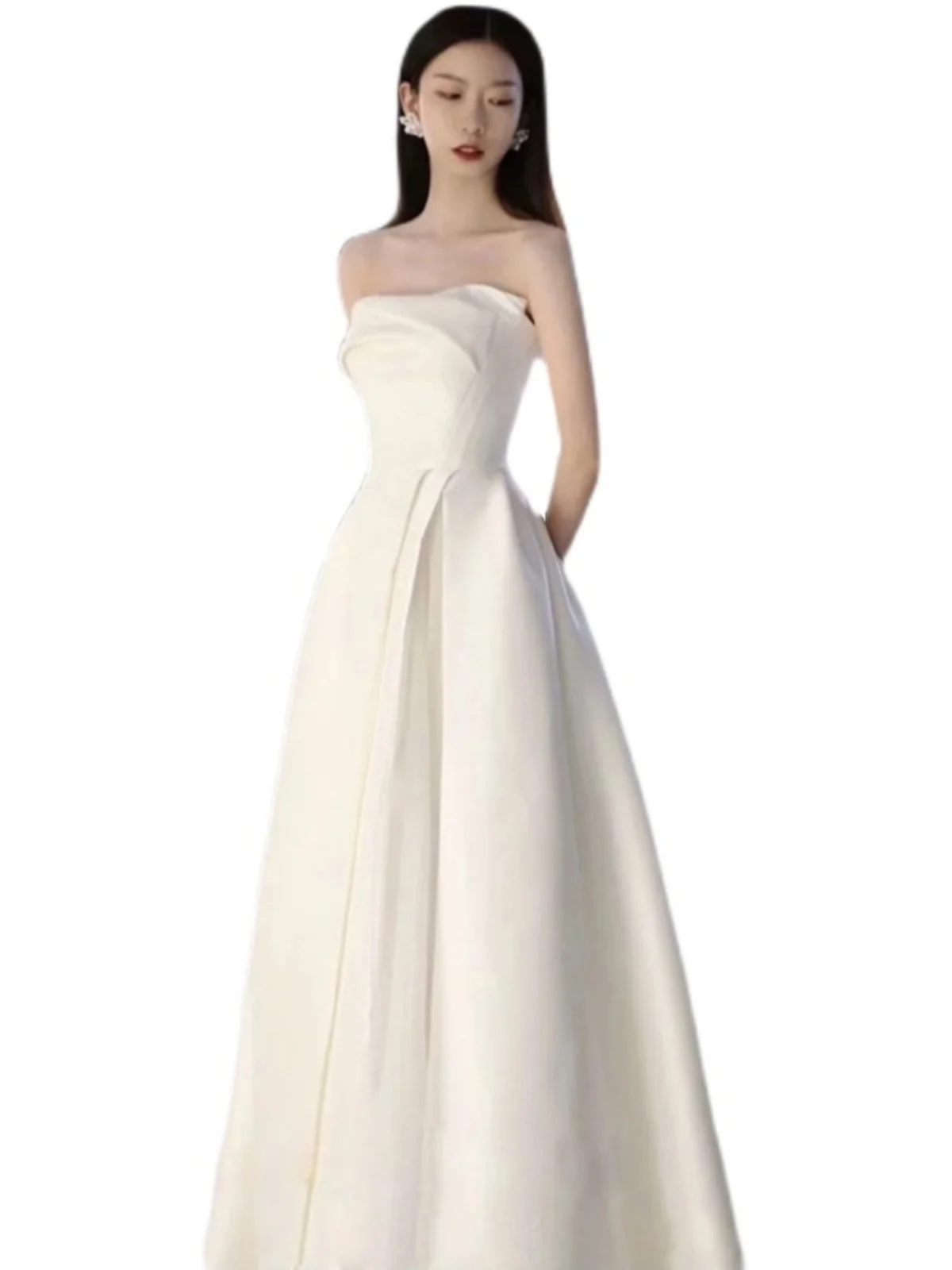 Silk Satin Bridal Gown Strapl Simple Outdoor Wedding Dr for Small Stature Brides Korean Sle mid Waist A-Line Skirt
Silk Satin Bridal Gown Strapl Simple Outdoor Wedding Dr for Small Stature Brides Korean Sle mid Waist A-Line Skirt