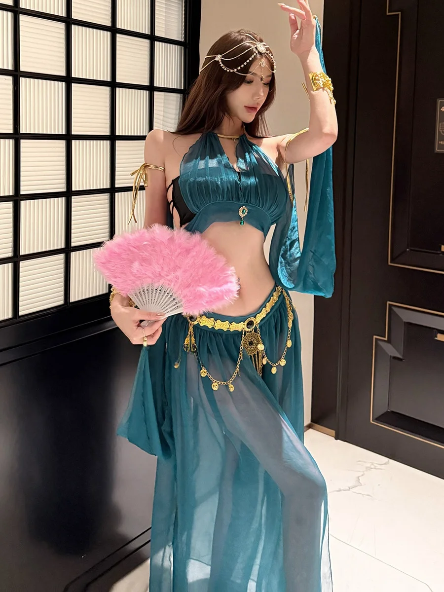 Sexy Belly Dance Costume Set Middle Eastern Style Performance Outfit Half Transparent Mesh ALADDIN Princess Transparent Gauze
Sexy Belly Dance Costume Set Middle Eastern Style Performance Outfit Half Transparent Mesh ALADDIN Princess Transparent Gauze