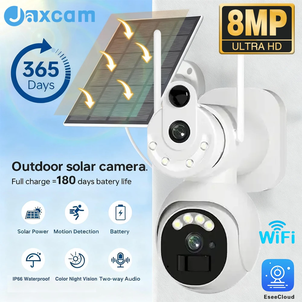 8 МП 4K HD IP-камера с двумя объективами, Wi-Fi, уличная беспроводная камера Full HD с ночным видением, PTZ, CCTV, солнечная панель, камера видеонаблюдения
8 МП 4K HD IP-камера с двумя объективами, Wi-Fi, уличная беспроводная камера Full HD с ночным видением, PTZ, CCTV, солнечная панель, камера видеонаблюдения