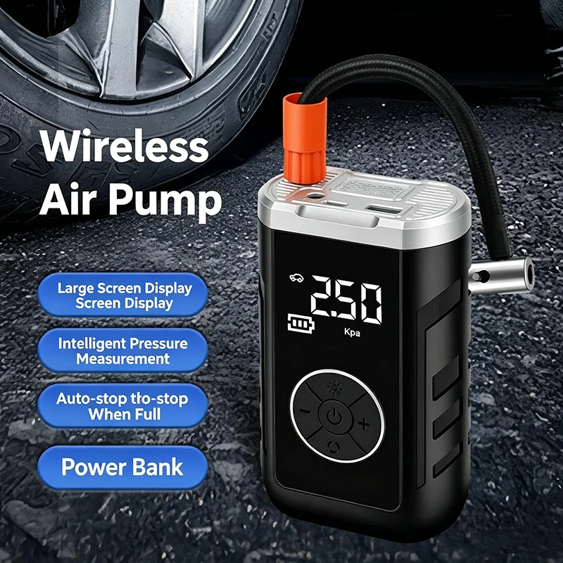 Portable Air Compressor Cordless Motorcycles Air Pump Tire Inflator for Car Tires Electric Bike Football Tire Pump LED Light
Portable Air Compressor Cordless Motorcycles Air Pump Tire Inflator for Car Tires Electric Bike Football Tire Pump LED Light