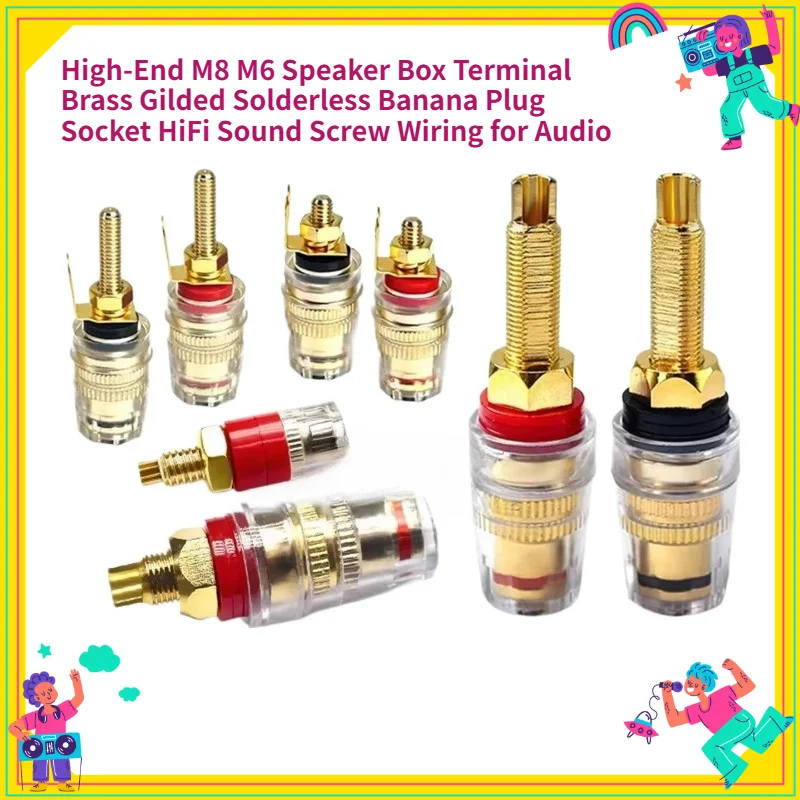M8 M6 high-end speaker terminal, brass plated gold, HiFi sound quality, screw connection, solder-free banana plug socket
M8 M6 high-end speaker terminal, brass plated gold, HiFi sound quality, screw connection, solder-free banana plug socket