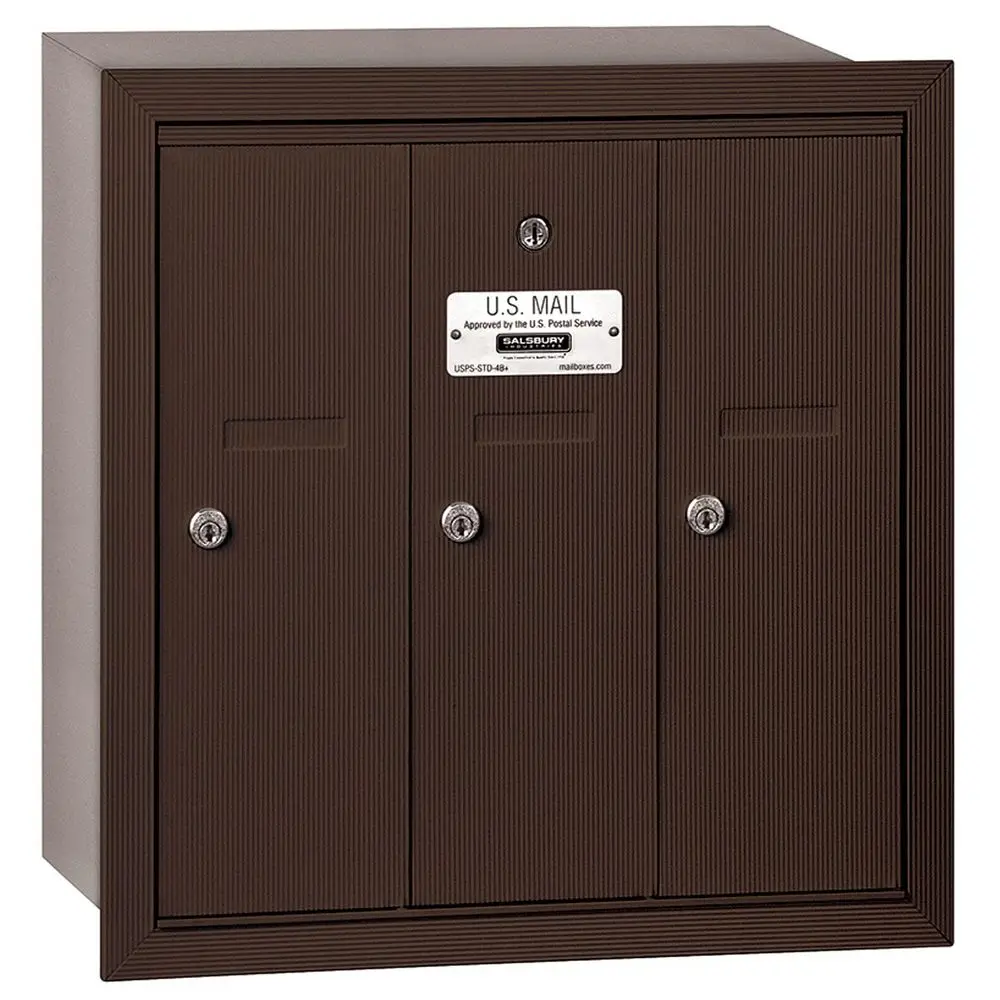 3503ZRP Recessed Mounted Vertical Mailbox with Master Commercial Lock, Private Access and 3 Doors, Bronze
3503ZRP Recessed Mounted Vertical Mailbox with Master Commercial Lock, Private Access and 3 Doors, Bronze