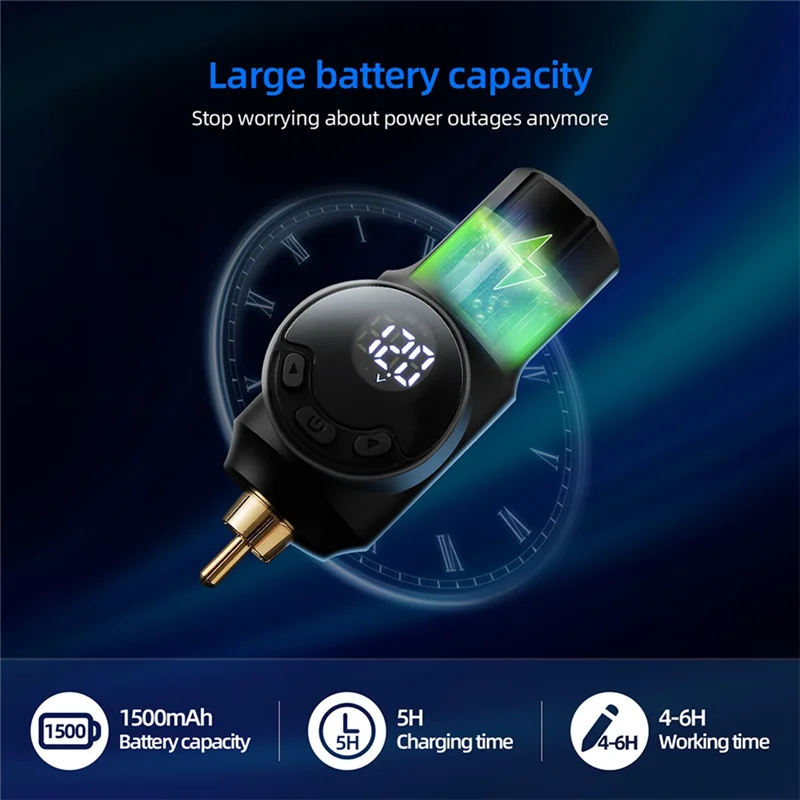 1500MAh Tattoo Pen Battery LCD Screen RCA Interface Connector Mini Wireless Power Supply For Tattoo Rotary Machine
1500MAh Tattoo Pen Battery LCD Screen RCA Interface Connector Mini Wireless Power Supply For Tattoo Rotary Machine