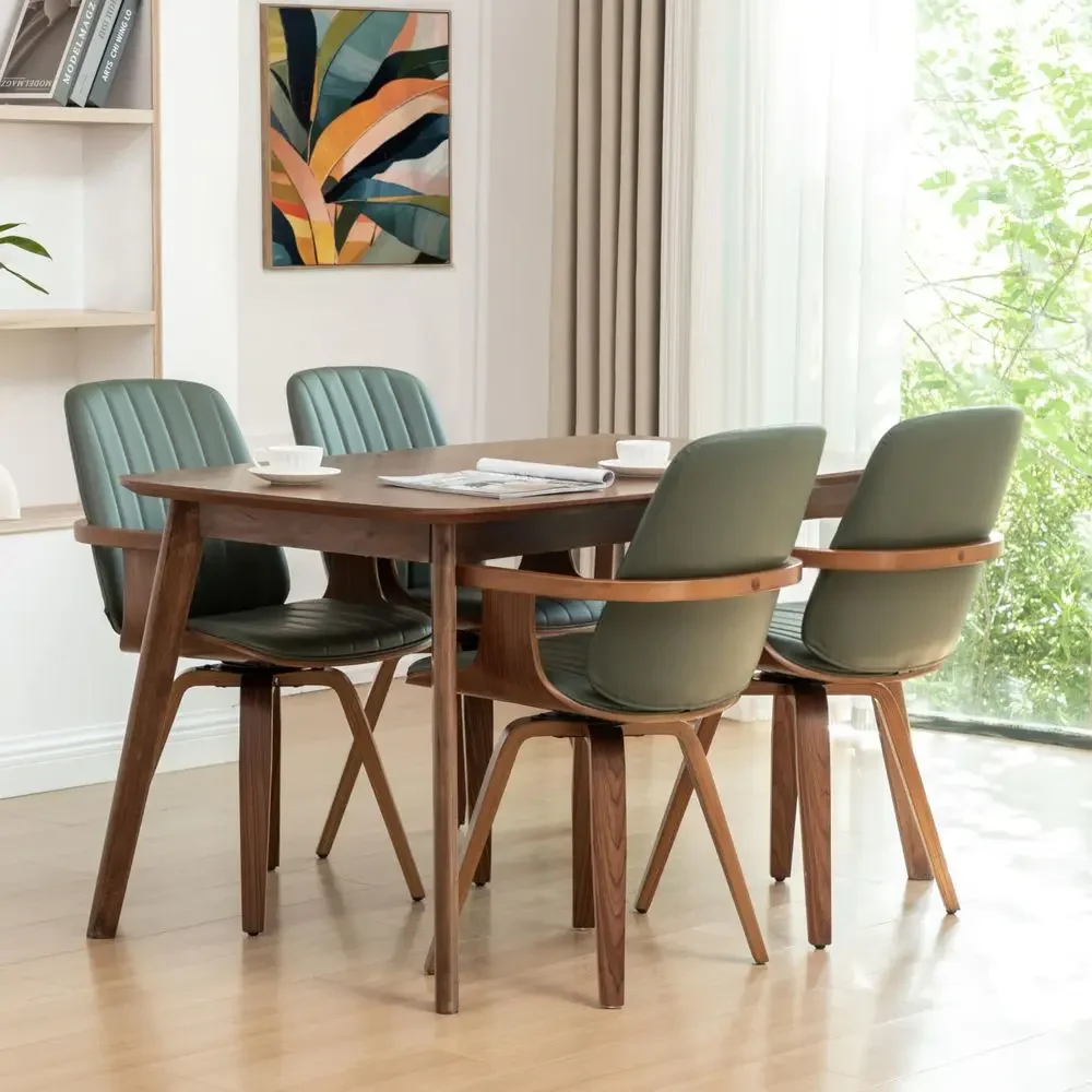 MCM Dining Chairs, Set of 4 Mid Century Modern Chairs with Walnut Craftsmanship, Upholstered Faux Leather, Wooden Arms and Legs
MCM Dining Chairs, Set of 4 Mid Century Modern Chairs with Walnut Craftsmanship, Upholstered Faux Leather, Wooden Arms and Legs