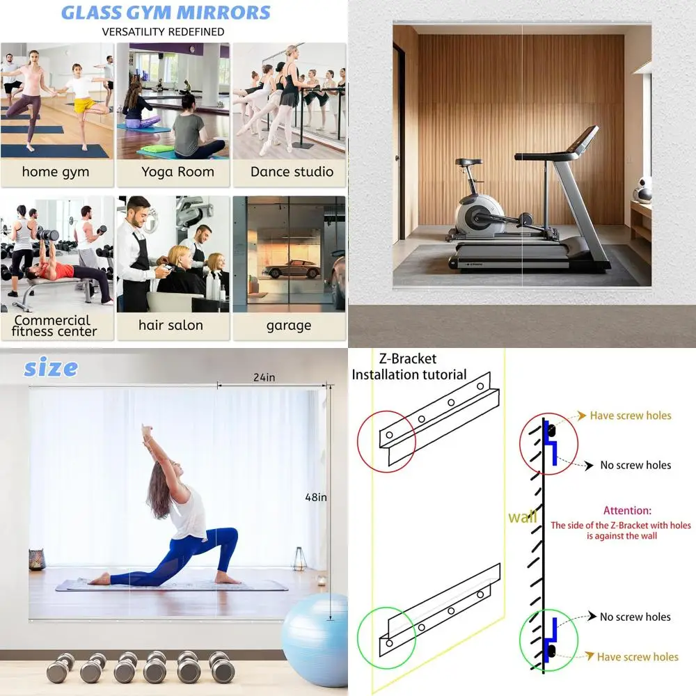 Пара настенных зеркал из закаленного стекла 48x24 для домашних тренажерных залов, студий йоги и танцев
Пара настенных зеркал из закаленного стекла 48x24 для домашних тренажерных залов, студий йоги и танцев