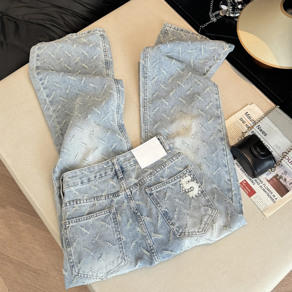 Blue Korean Style Embroidered Rhinestone Feather Denim Pants High Waist Straight Leg Loose Slimming Wide Leg Long Trousers
Blue Korean Style Embroidered Rhinestone Feather Denim Pants High Waist Straight Leg Loose Slimming Wide Leg Long Trousers