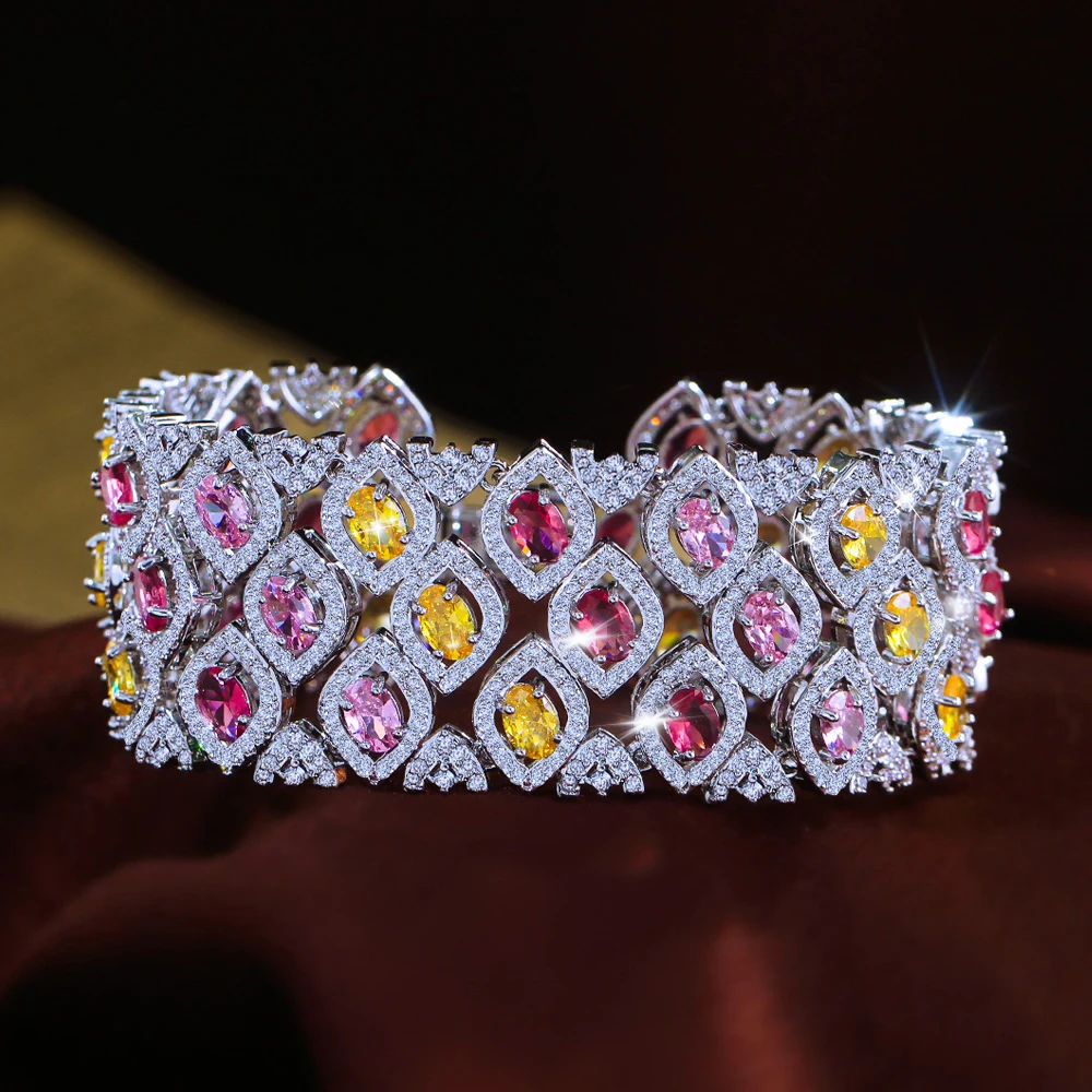 ThreeGraces Luxury Brilliant Multicolor Zirconia Big Wide Bridal Wedding Party Tennis Chain Link Bracelet Jewelry for Women B604
ThreeGraces Luxury Brilliant Multicolor Zirconia Big Wide Bridal Wedding Party Tennis Chain Link Bracelet Jewelry for Women B604