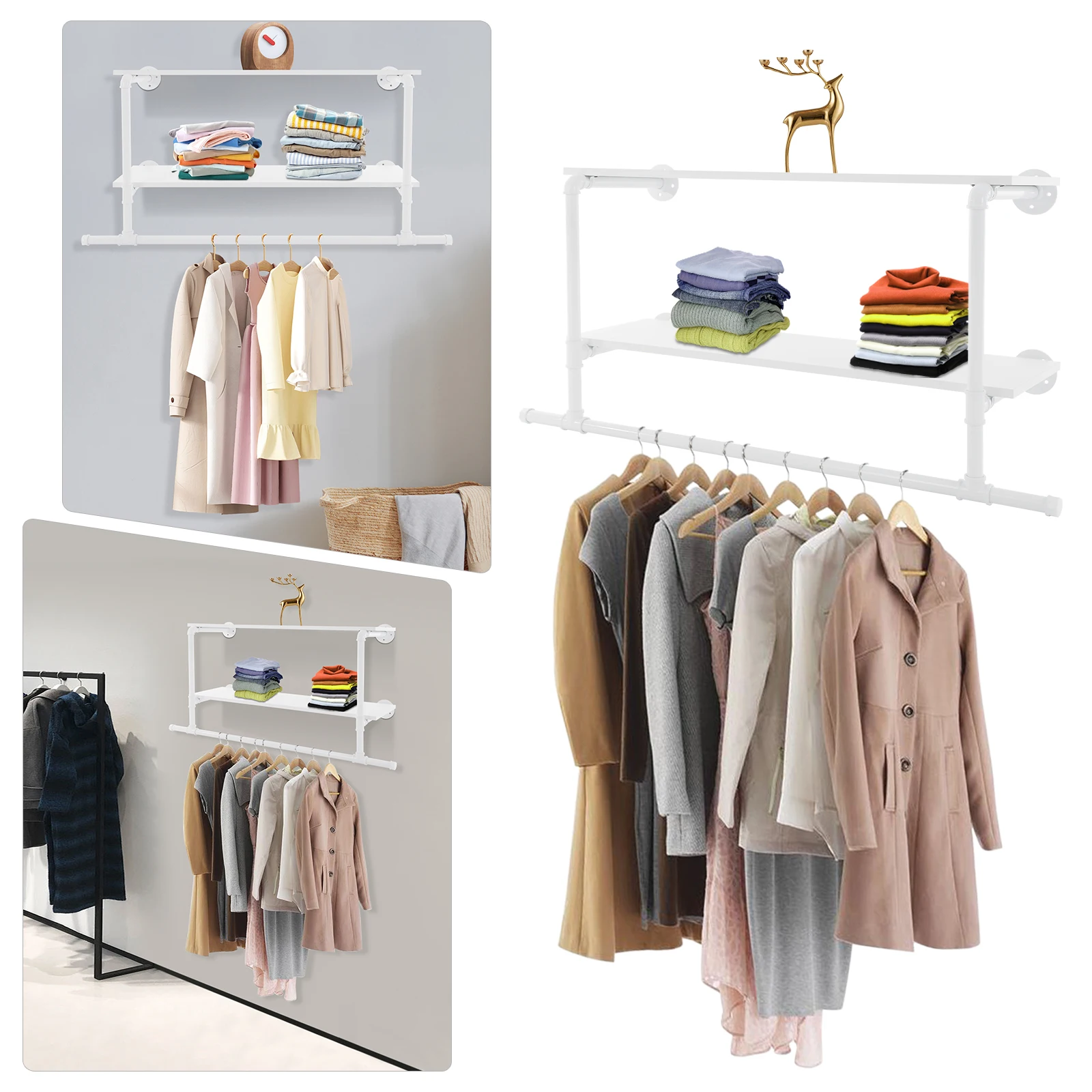 2-tier Rectangular MDF Garment Rack,Black/White Wall Mounted Clothes Rack 107*42cm for Bedrooms,Entrances
2-tier Rectangular MDF Garment Rack,Black/White Wall Mounted Clothes Rack 107*42cm for Bedrooms,Entrances