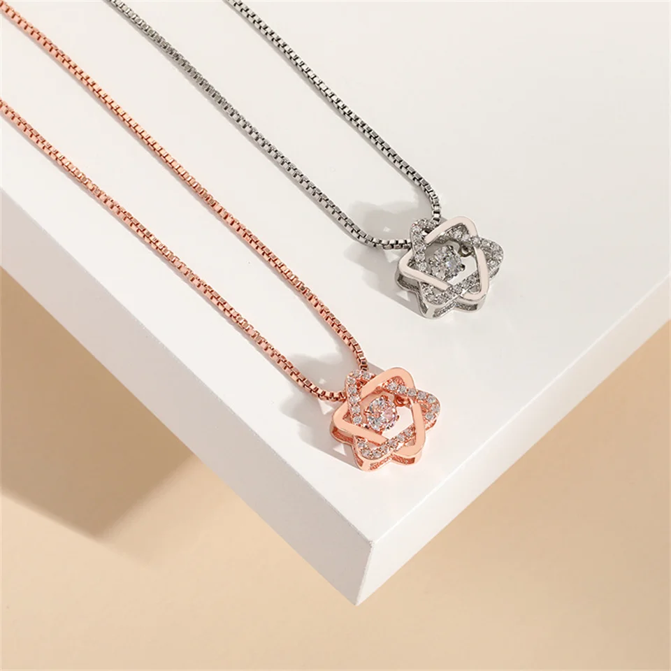 Rose Gold Six-pointed Star Clavicle Necklace Beating Heart Six-pointed Star Necklace Free Shipping Items Stainless Steel Jewelry
Rose Gold Six-pointed Star Clavicle Necklace Beating Heart Six-pointed Star Necklace Free Shipping Items Stainless Steel Jewelry