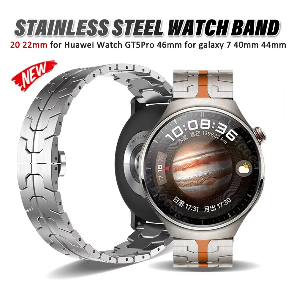 20 22mm Luxury Stainless Steel Strap For Huawei GT5Pro GT4 46mm Titanium Color Link Men Band For Samsung Galaxy 7 6 5 40mm 44mm
20 22mm Luxury Stainless Steel Strap For Huawei GT5Pro GT4 46mm Titanium Color Link Men Band For Samsung Galaxy 7 6 5 40mm 44mm