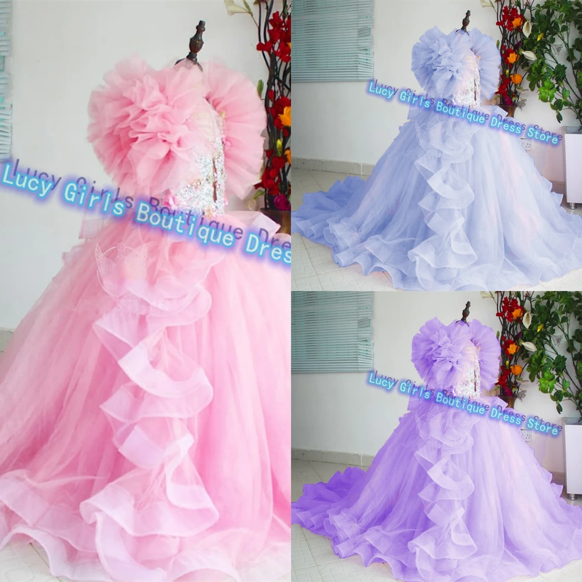 Luxury Purple Tulle Fluffy Flower Girl Dress Silver Appliqués Wedding Ball Princess Gowns Kids Birthday Party Customized Dresses
Luxury Purple Tulle Fluffy Flower Girl Dress Silver Appliqués Wedding Ball Princess Gowns Kids Birthday Party Customized Dresses