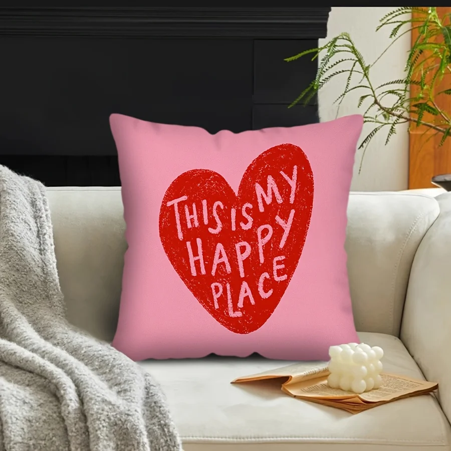 Наволочка Happy Place с надписью "This Is My Happy Place" и рисунком в виде сердца, декоративная, на молнии, машинная стирка, для гостиной
Наволочка Happy Place с надписью "This Is My Happy Place" и рисунком в виде сердца, декоративная, на молнии, машинная стирка, для гостиной