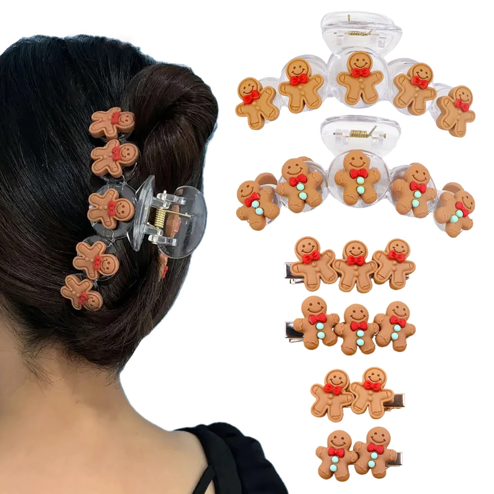 3Pcs Cute Resin Gingerbread Hair Accessories Women And Girls Clip Set, Suitable For Daily Sweet Holiday hristmas, Parties Gifts
3Pcs Cute Resin Gingerbread Hair Accessories Women And Girls Clip Set, Suitable For Daily Sweet Holiday hristmas, Parties Gifts