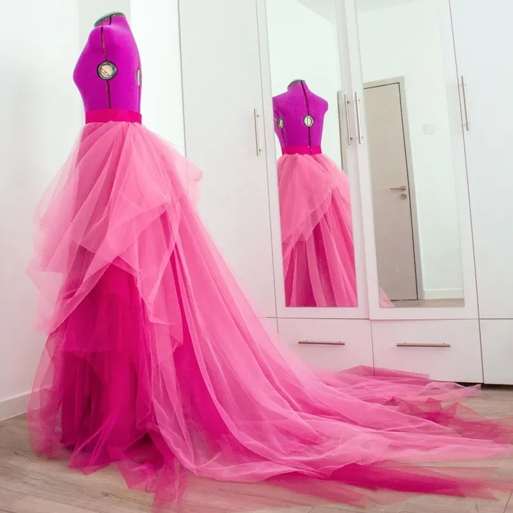 Ombre Tulle Skirt with Cathedral Train Hot Pink Custom Made Tulle Wedding Skirt Bridal Photo Session Romantic Photoshoot Skirt 
Ombre Tulle Skirt with Cathedral Train Hot Pink Custom Made Tulle Wedding Skirt Bridal Photo Session Romantic Photoshoot Skirt