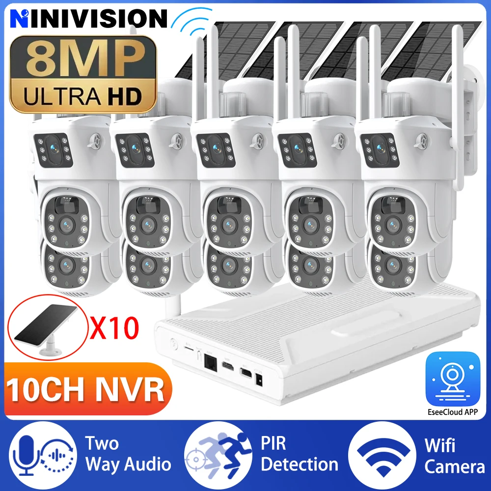 8MP WiFi PTZ Solar IP Camera Security System Kit Color Night Vision Human Detection P2P Two-Way Audio 10CH NVR CCTV Camera Set
8MP WiFi PTZ Solar IP Camera Security System Kit Color Night Vision Human Detection P2P Two-Way Audio 10CH NVR CCTV Camera Set