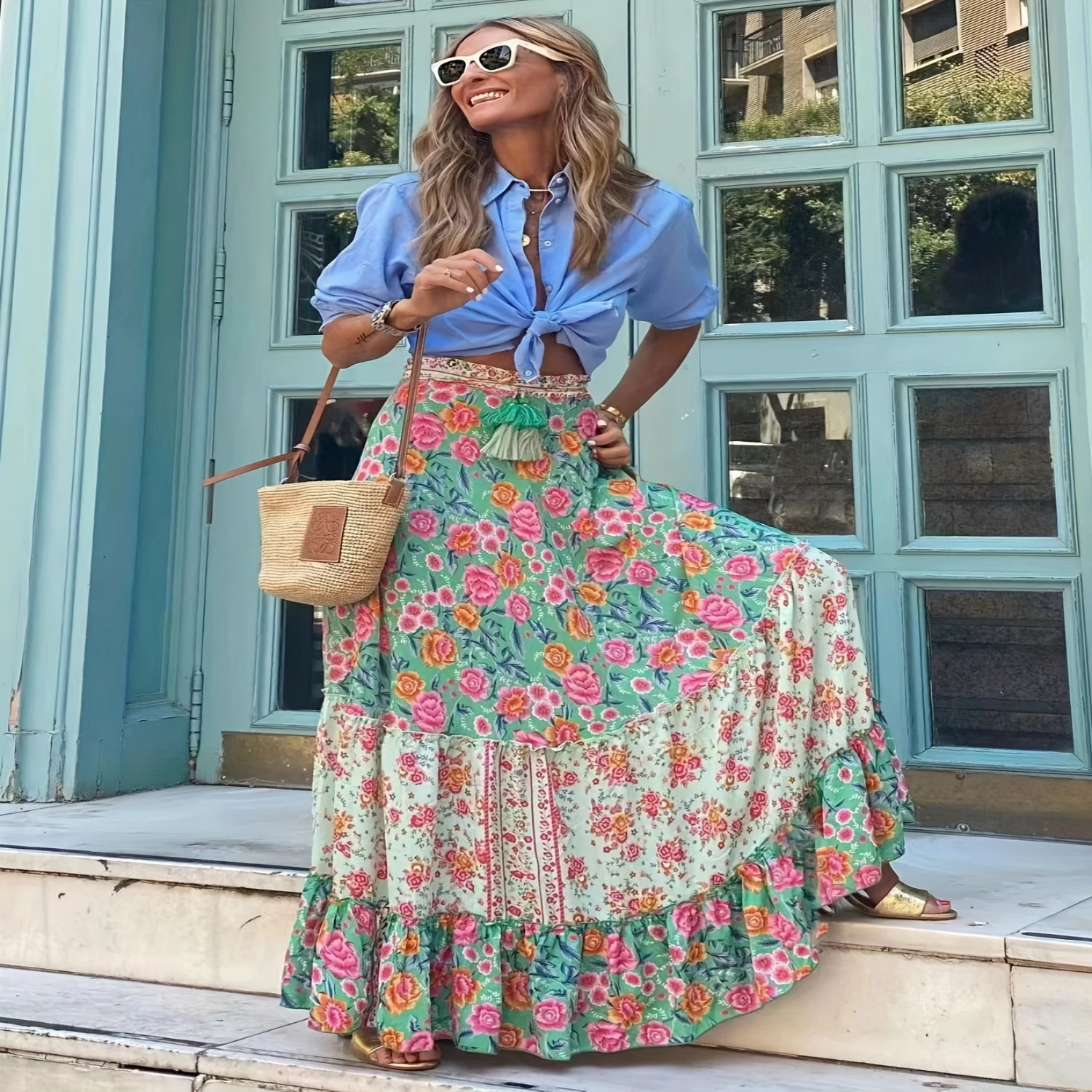 Allover Print Ruffle Hem Maxi Skirt, Vacation High Waist Skirt, Women's Clothing
Allover Print Ruffle Hem Maxi Skirt, Vacation High Waist Skirt, Women's Clothing