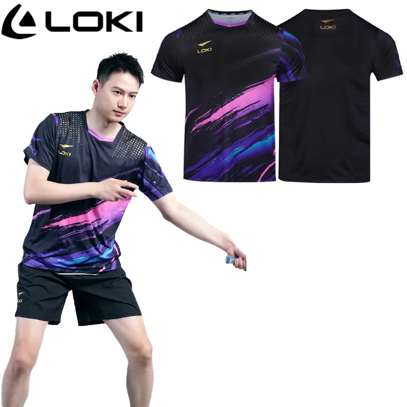 LOKI одежда для настольного тенниса с короткими рукавами, мужская спортивная одежда для настольного тенниса, футболка, быстросохнущая и дышащая, спортивный топ для фитнеса, тренажерного зала
LOKI одежда для настольного тенниса с короткими рукавами, мужская спортивная одежда для настольного тенниса, футболка, быстросохнущая и дышащая, спортивный топ для фитнеса, тренажерного зала