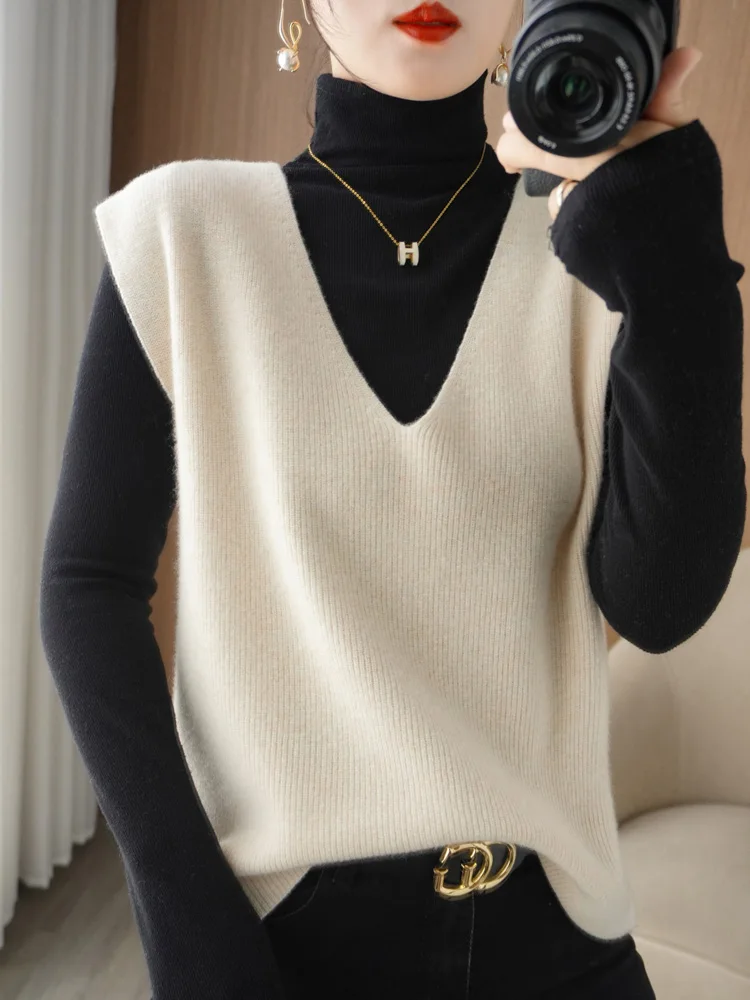 Вязаный свитер V-Ne Svel, свободный крой, удобный жилет, верхняя одежда на осень-зиму, модная повседневная одежда irt Jaet 
Вязаный свитер V-Ne Svel, свободный крой, удобный жилет, верхняя одежда на осень-зиму, модная повседневная одежда irt Jaet