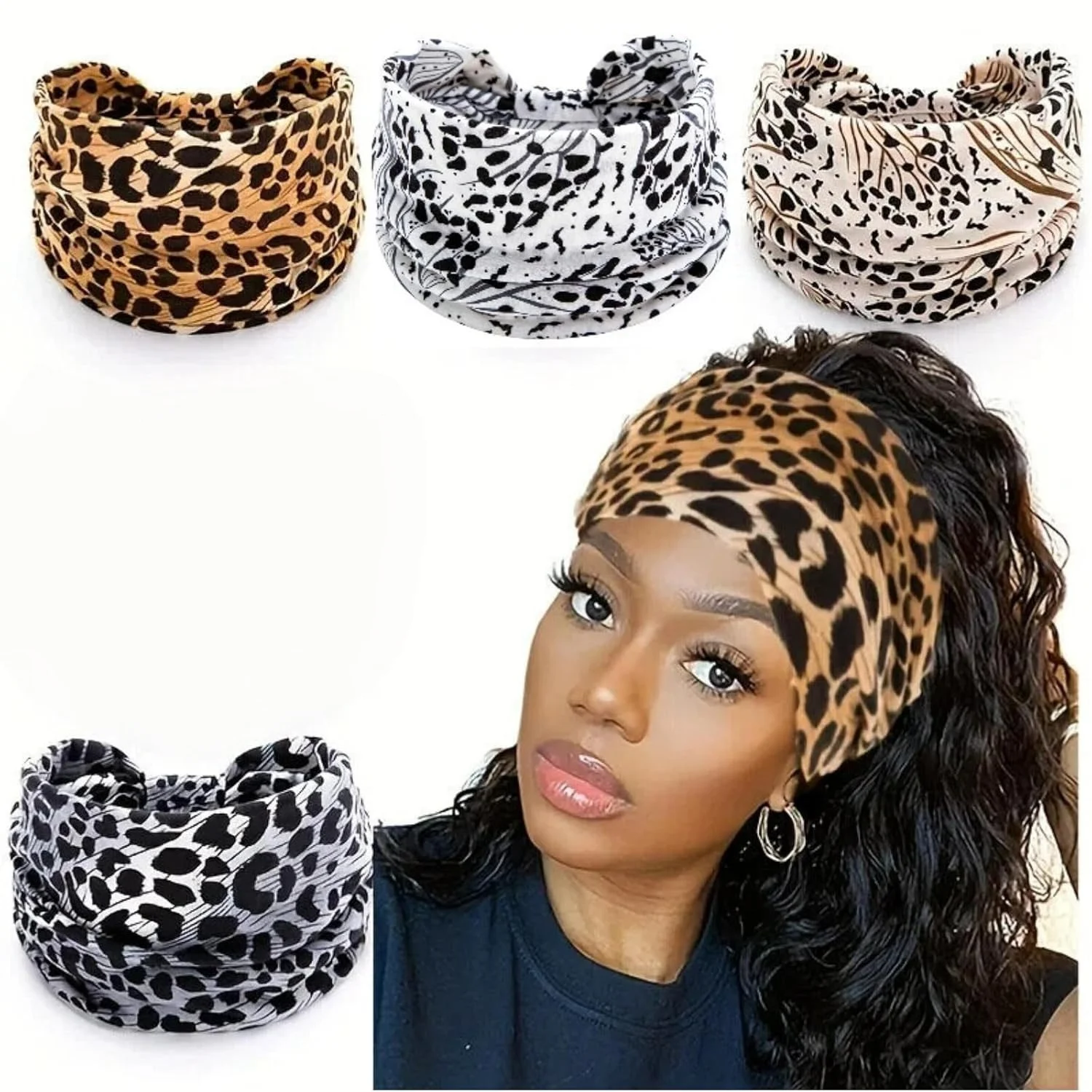 4 PCS Headbands for Women Wide Head Bands Non Slip Boho Women’s Hair Band Fashion Knotted Workout Yoga Leopard Turban Head Wraps African Hair Accessories
4 PCS Headbands for Women Wide Head Bands Non Slip Boho Women’s Hair Band Fashion Knotted Workout Yoga Leopard Turban Head Wraps African Hair Accessories