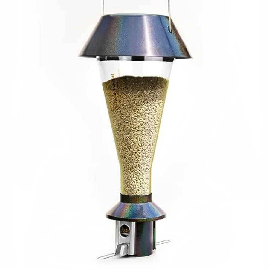 Wild bird feeder for outdoor use iridescent green metal squirrel-proof design with 4L/8 LBS capacity and hanging bracket
Wild bird feeder for outdoor use iridescent green metal squirrel-proof design with 4L/8 LBS capacity and hanging bracket