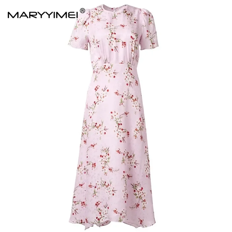 MARYYIMEI Fashion Designer Summer Women's silk dress Short sleeved Floral-Print Elegant Silk Dresses
MARYYIMEI Fashion Designer Summer Women's silk dress Short sleeved Floral-Print Elegant Silk Dresses