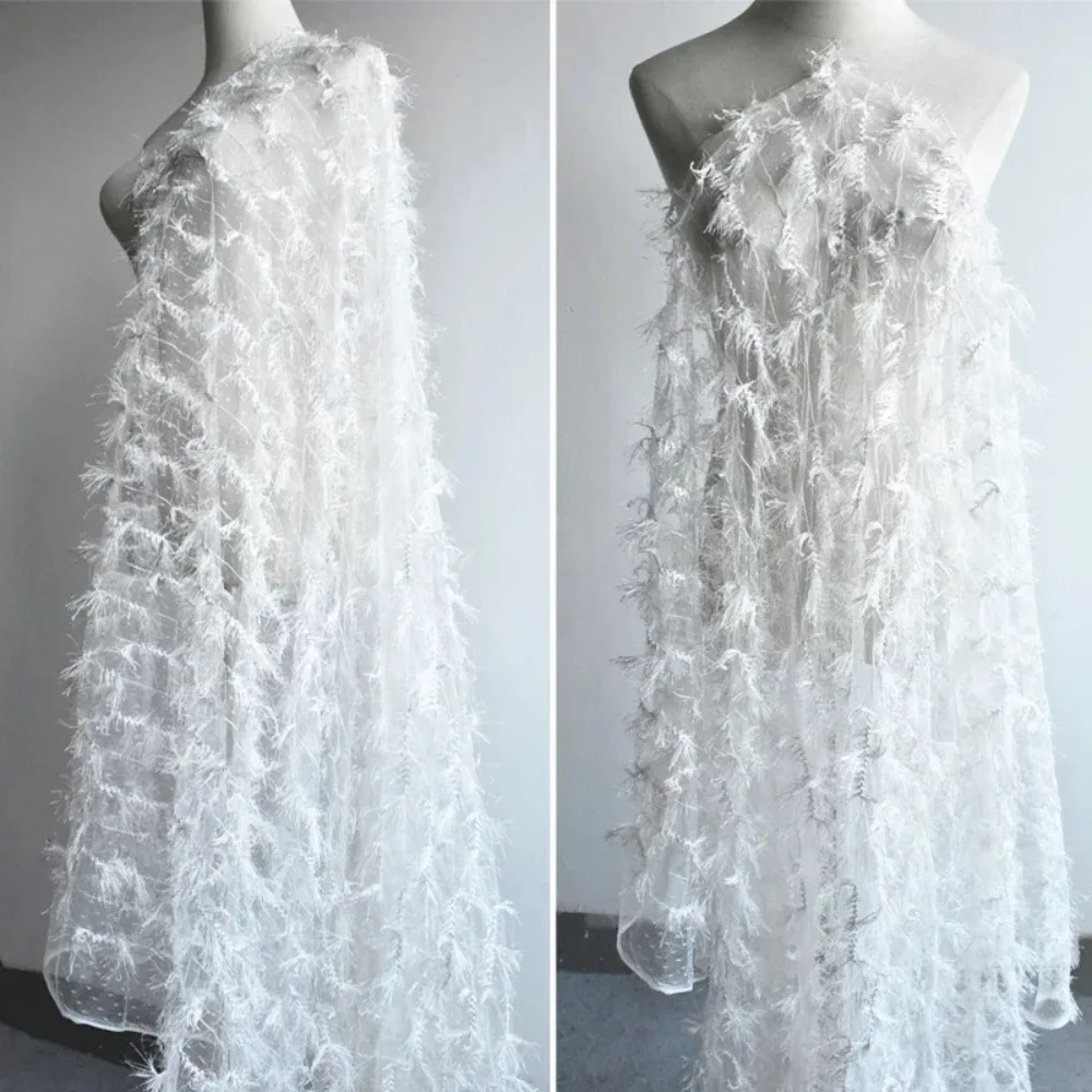 Chiffon Lace Mesh Gauze Fabric Hook Embroidery Three-dimensional Cut Craft Feather Tassel Embroidery Design Fashion Cloth
Chiffon Lace Mesh Gauze Fabric Hook Embroidery Three-dimensional Cut Craft Feather Tassel Embroidery Design Fashion Cloth