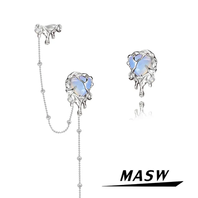 MASW Original Design Blue Heart Earrings 2024 Trend New Copper Metal Earcuff Silver Plated Chain For Women Fashion Accessories
MASW Original Design Blue Heart Earrings 2024 Trend New Copper Metal Earcuff Silver Plated Chain For Women Fashion Accessories