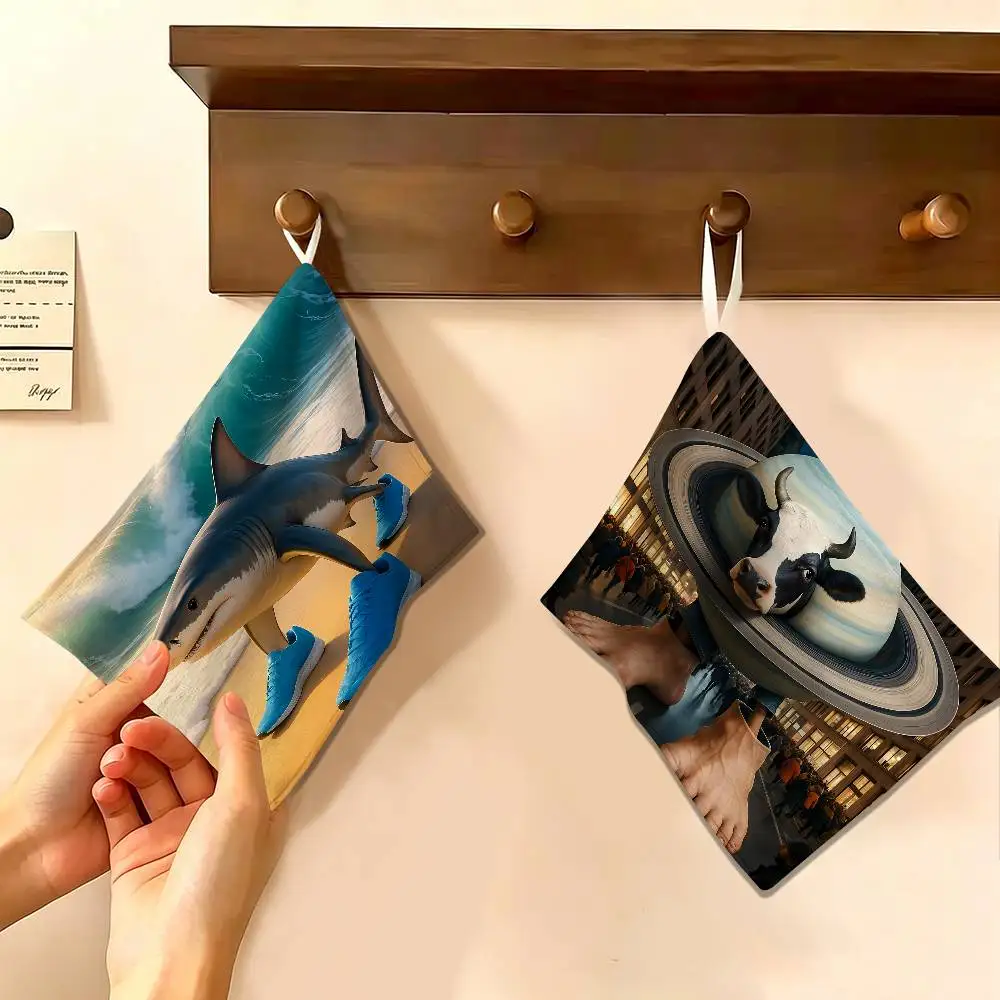 Italian brainrot Animal Tralalero Polyester Cotton Hand Wiping Towel, Anti-shrink Hanging Kitchen Cloth for Household Cleaning
Italian brainrot Animal Tralalero Polyester Cotton Hand Wiping Towel, Anti-shrink Hanging Kitchen Cloth for Household Cleaning