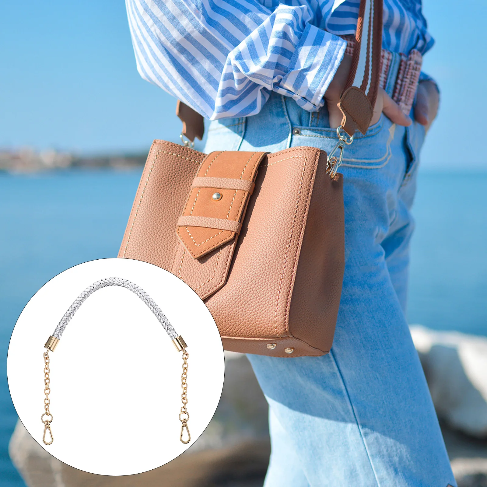 Metal Chain Head Short Strap Gold Replacement Bag DIY Accessory with Weaving Tote Straps
Metal Chain Head Short Strap Gold Replacement Bag DIY Accessory with Weaving Tote Straps