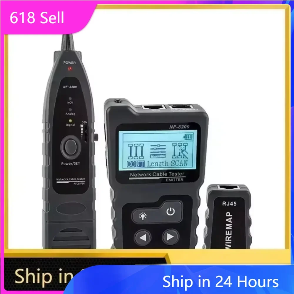 NF-8209 WIREMAP Network Cable Tester Ethernet Cable Tracker Poe Checker LCD Display Measure Length Wiremap Tester Network tools
NF-8209 WIREMAP Network Cable Tester Ethernet Cable Tracker Poe Checker LCD Display Measure Length Wiremap Tester Network tools