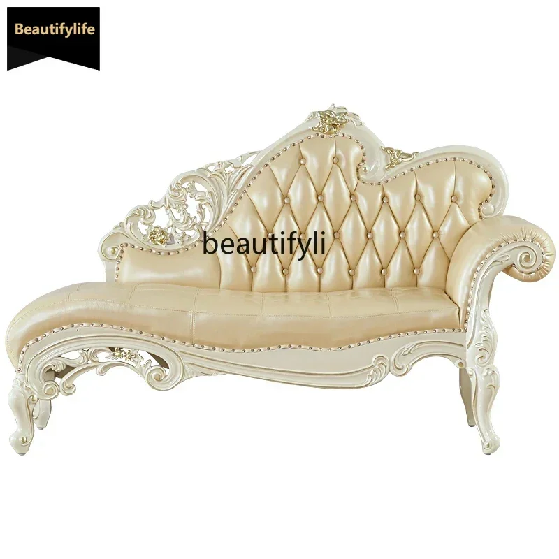 American living room solid wood carving flower leather sofa chair bedroom beauty couch small apartment leather recliner 
American living room solid wood carving flower leather sofa chair bedroom beauty couch small apartment leather recliner