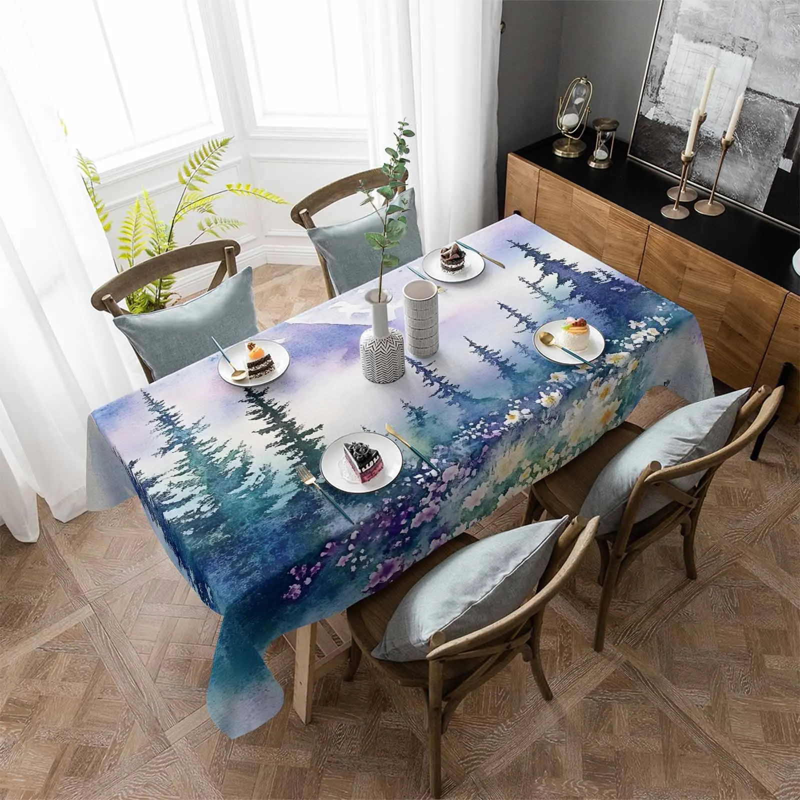 Watercolor Mountain Tree Flower Waterproof Table Cloth Holiday Wedding Party Rectangular Table Cover Home Kitchen Decor
Watercolor Mountain Tree Flower Waterproof Table Cloth Holiday Wedding Party Rectangular Table Cover Home Kitchen Decor