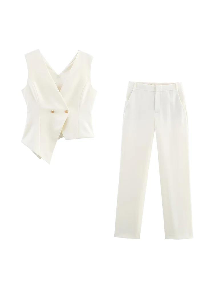 2025 Women Summer 2-Pieces Sets Fashion Solid Asymmetric Vests Coats and Straight Pants Female Elegant Street Two Suits Clothing
2025 Women Summer 2-Pieces Sets Fashion Solid Asymmetric Vests Coats and Straight Pants Female Elegant Street Two Suits Clothing