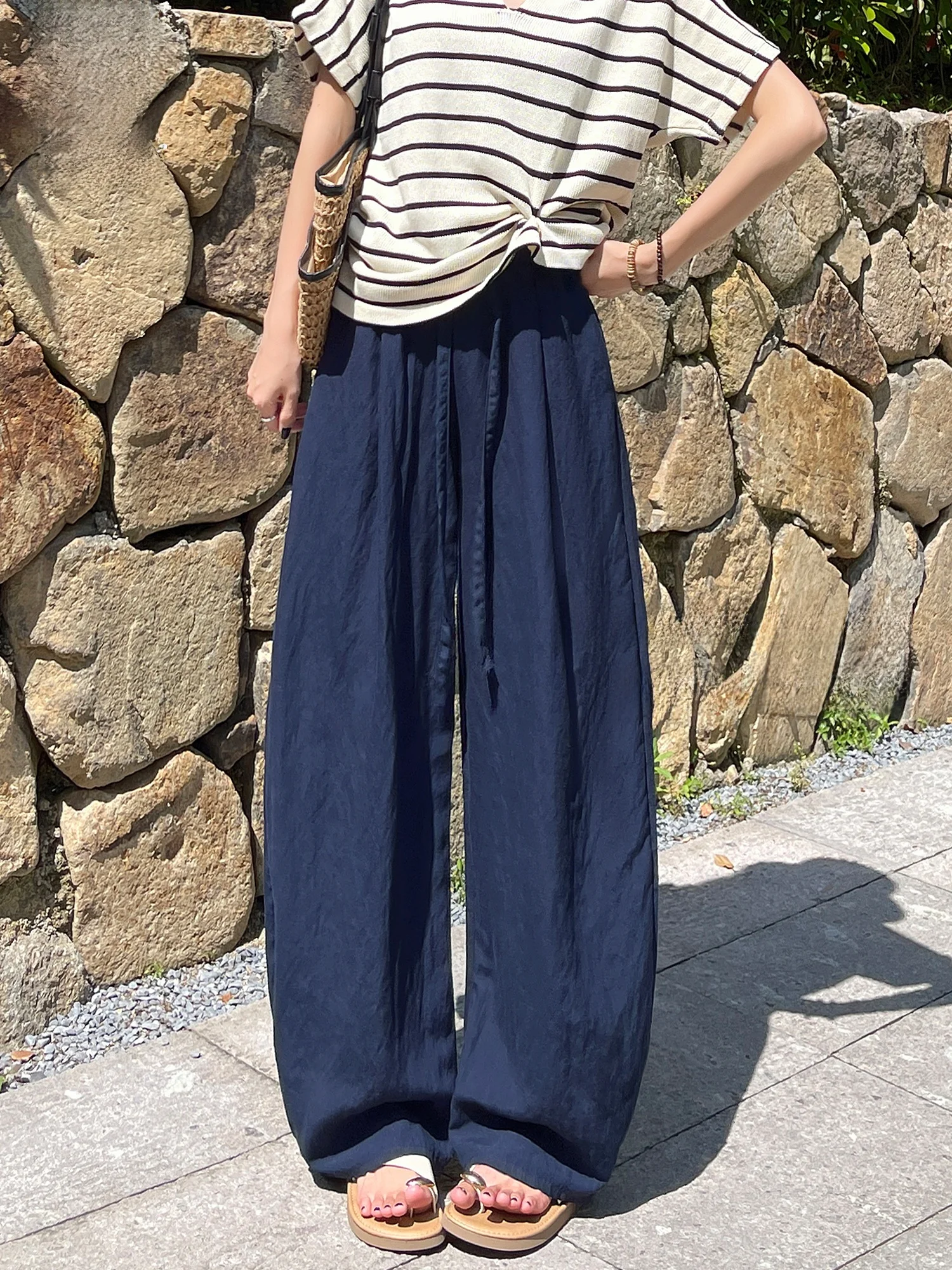 Linen Cotton Wide Leg Pants Women's Summer Thin Blue Knife High End Lyocell Old Money Style Loose Fit Casual Trousers
Linen Cotton Wide Leg Pants Women's Summer Thin Blue Knife High End Lyocell Old Money Style Loose Fit Casual Trousers