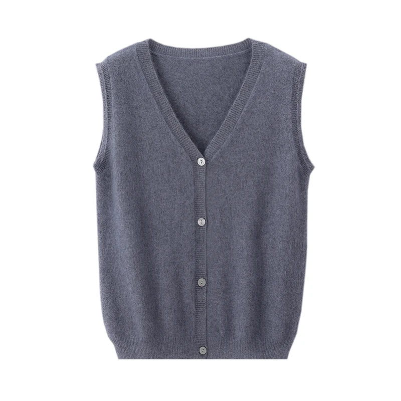 Chic Single Breasted V-Neck Women's Vest Button 100% Mink Cashmere Soft Warm Pure Color Casual Sweater Autumn Winter Tops
Chic Single Breasted V-Neck Women's Vest Button 100% Mink Cashmere Soft Warm Pure Color Casual Sweater Autumn Winter Tops
