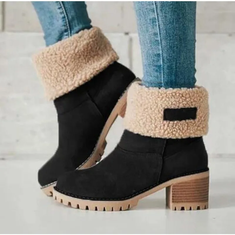 Fur Snow Boots Warm Plush Women's Shoes Womens Boots Female Winter Shoes Square High Heel Ankle Boots Black zapatos de mujer
Fur Snow Boots Warm Plush Women's Shoes Womens Boots Female Winter Shoes Square High Heel Ankle Boots Black zapatos de mujer