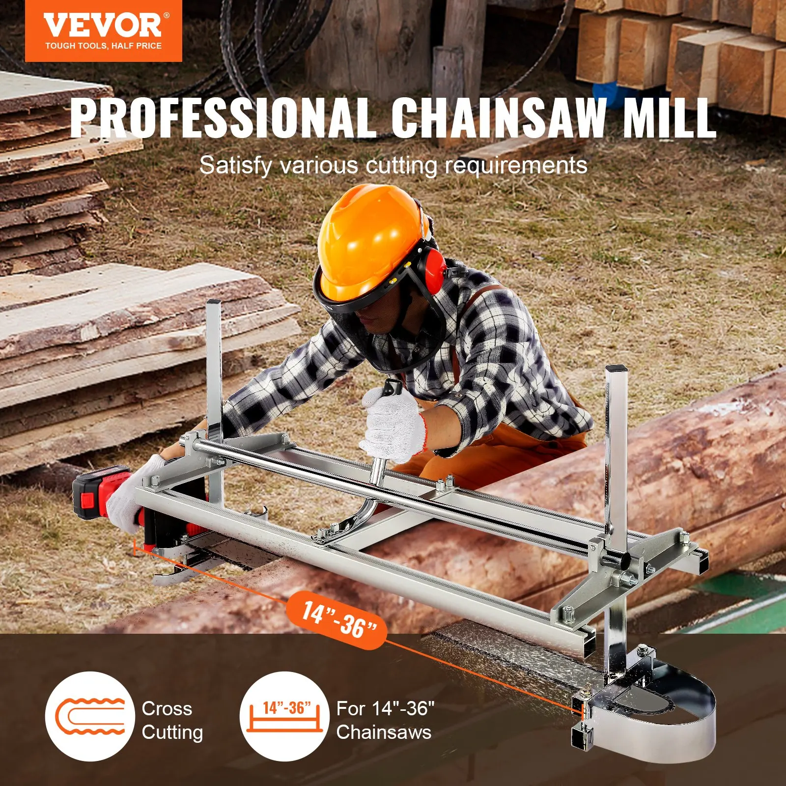 Chainsaw Mill, Portable Sawmill 14'-36' Guide Bar, Galvanized Steel Chainsaw Planking Mill With 0.2'-11.81' Cutting Thickness, Wood Lumber Cross Cutting Saw Mill For Builders And Woodworkers
Chainsaw Mill, Portable Sawmill 14'-36' Guide Bar, Galvanized Steel Chainsaw Planking Mill With 0.2'-11.81' Cutting Thickness, Wood Lumber Cross Cutting Saw Mill For Builders And Woodworkers