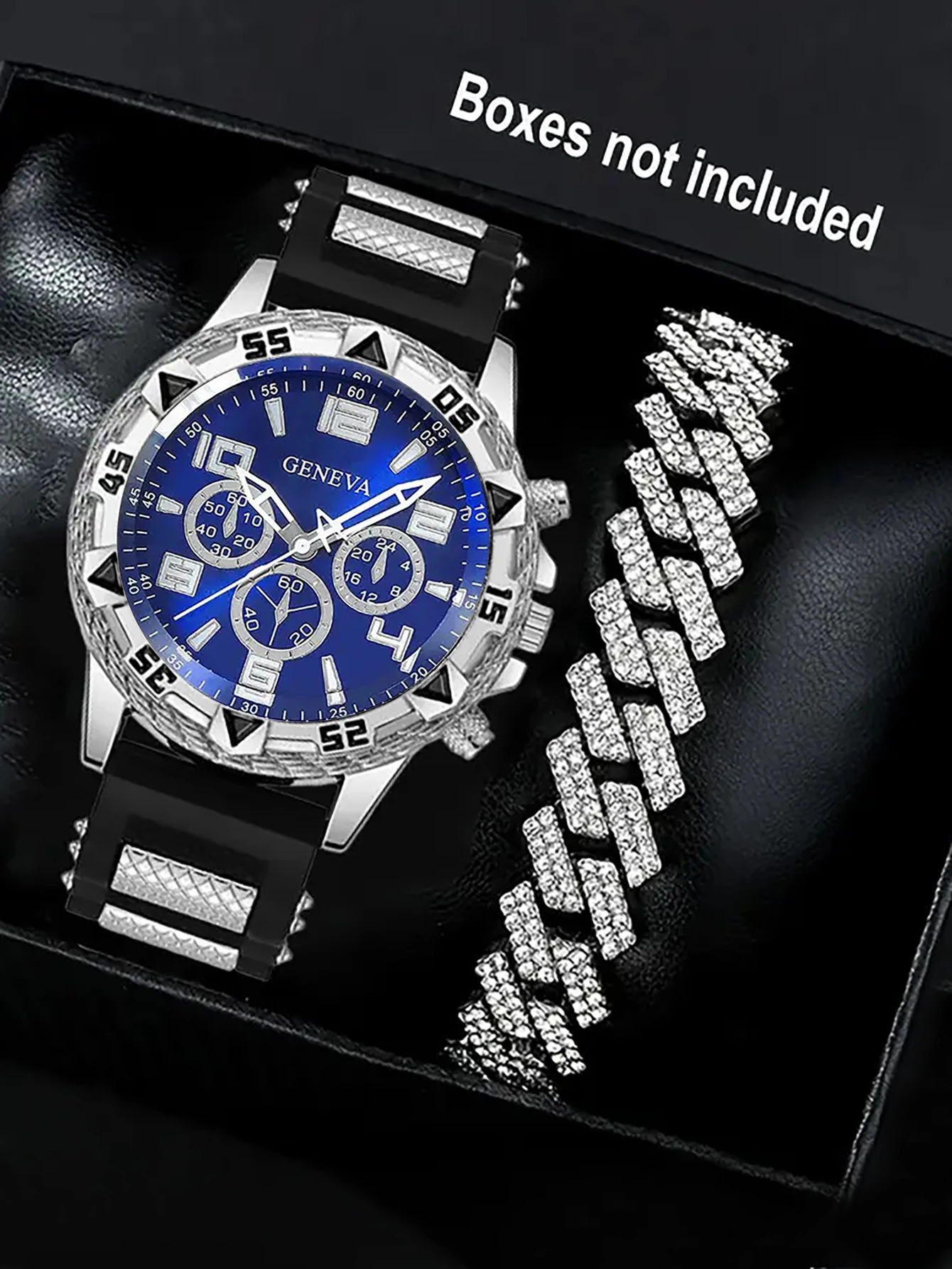 Мужские кварцевые часы с кубинским браслетом, силиконовый ремешок для повседневного праздничного ношения, коробка в комплекте
Мужские кварцевые часы с кубинским браслетом, силиконовый ремешок для повседневного праздничного ношения, коробка в комплекте