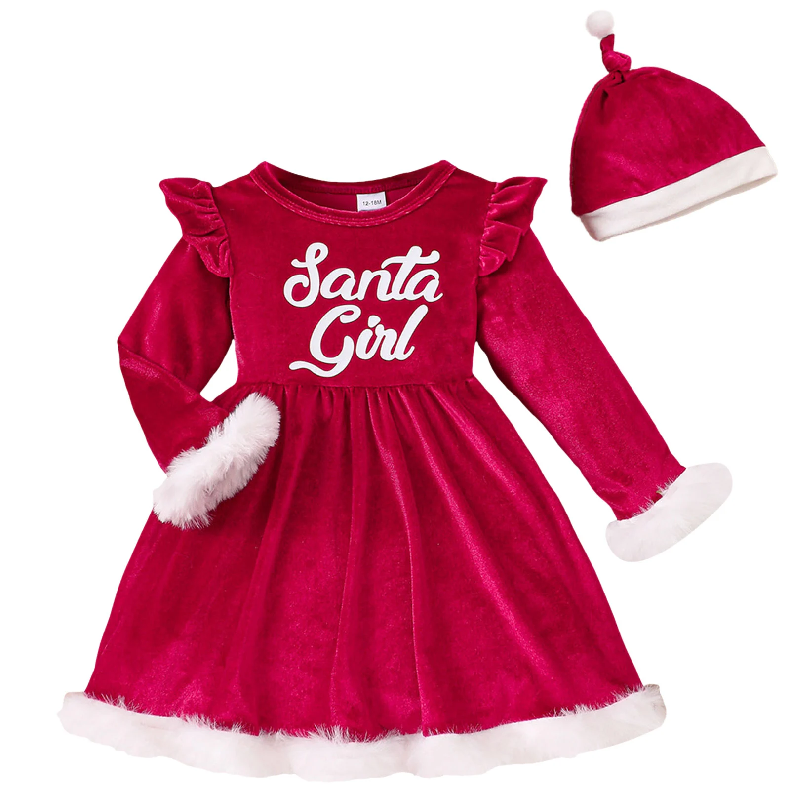 Рождественский свитер для маленьких девочек, милые плюшевые платья с длинными рукавами и шапкой Санта-Клауса, зимнее платье для новорожденных девочек, размер 6,
Рождественский свитер для маленьких девочек, милые плюшевые платья с длинными рукавами и шапкой Санта-Клауса, зимнее платье для новорожденных девочек, размер 6,