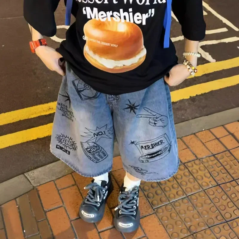Boys Summer Thin Loose Denim Five-point Pants Kids Fashion Graffiti Denim Shorts Trousers Teen Casual Jeans Children's Clothing
Boys Summer Thin Loose Denim Five-point Pants Kids Fashion Graffiti Denim Shorts Trousers Teen Casual Jeans Children's Clothing