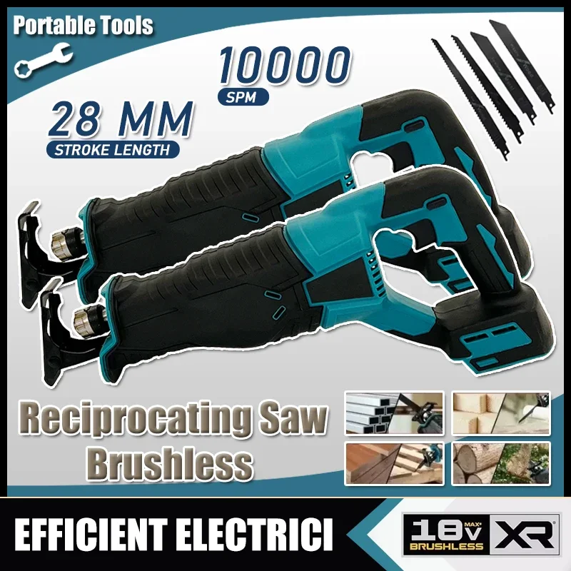 Brushless Reciprocating Saw Reciprocating Saw Portable Cordless Power Tools With 4pcs Saw Blades For Makita 18V Battery
Brushless Reciprocating Saw Reciprocating Saw Portable Cordless Power Tools With 4pcs Saw Blades For Makita 18V Battery
