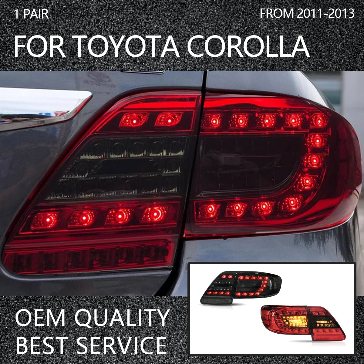 Turn Signal Brake Rear Lights DRL Plug-n-Play Tail Lamps Full LED Tail Lamps Assembly For Toyota Corolla 2011 2012 2013
Turn Signal Brake Rear Lights DRL Plug-n-Play Tail Lamps Full LED Tail Lamps Assembly For Toyota Corolla 2011 2012 2013