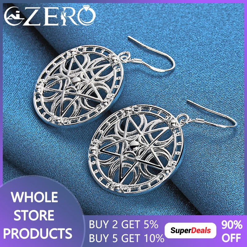 ALIZERO 925 Sterling Silver Retro Star Pattern Round Drop Earrings For Women Wedding Engagement Party Charm Fashion Jewelry
ALIZERO 925 Sterling Silver Retro Star Pattern Round Drop Earrings For Women Wedding Engagement Party Charm Fashion Jewelry