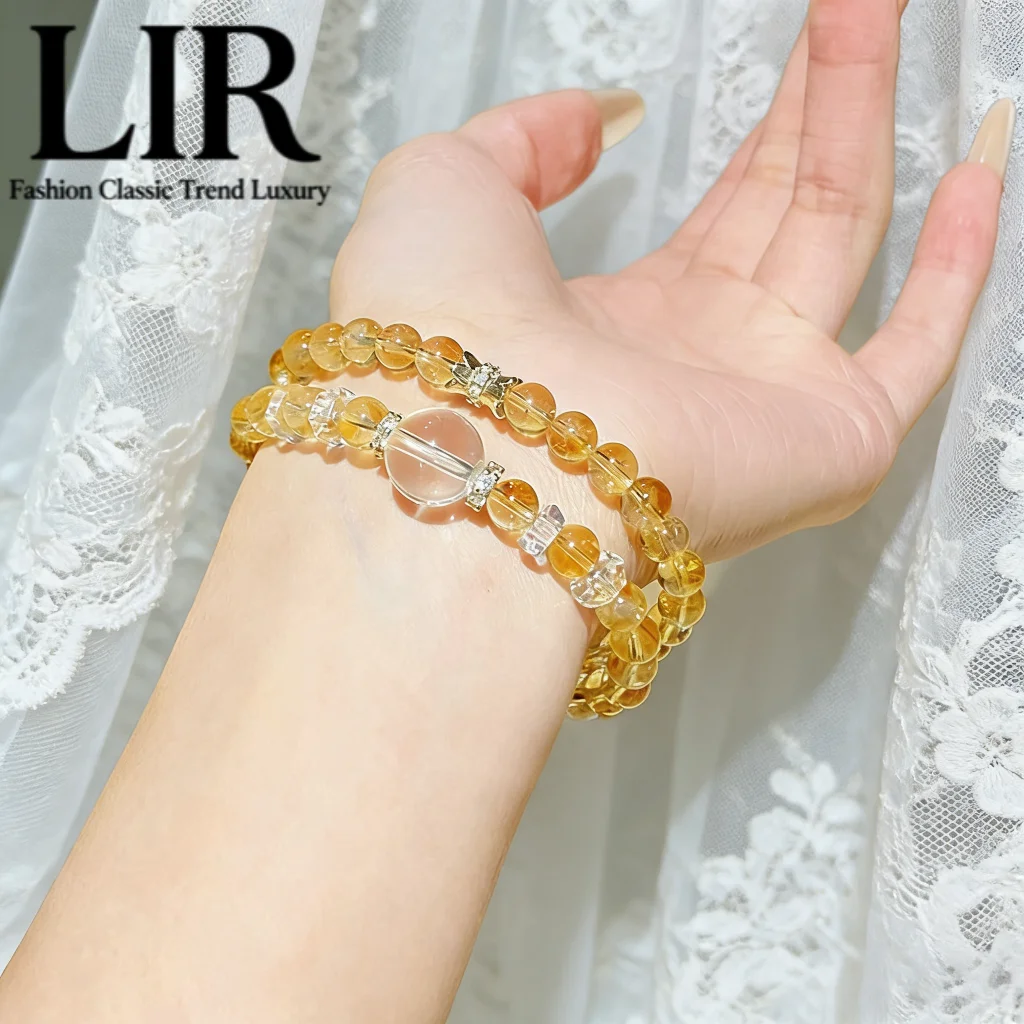 LIR Natural Citrine Bracelet: Double Loop Citrine Tower Clear Quartz Luxury Layered Feng Shui Wealth Career Jewelry
LIR Natural Citrine Bracelet: Double Loop Citrine Tower Clear Quartz Luxury Layered Feng Shui Wealth Career Jewelry