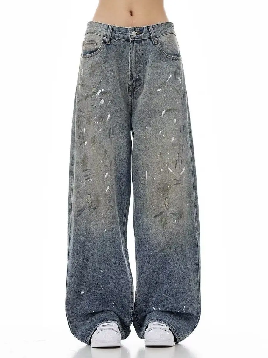 American Style Vintage Faded Dyeing Design Women's Jeans Loose Straight Leg Wide Leg Casual Long Pants Spring New Arrival
American Style Vintage Faded Dyeing Design Women's Jeans Loose Straight Leg Wide Leg Casual Long Pants Spring New Arrival