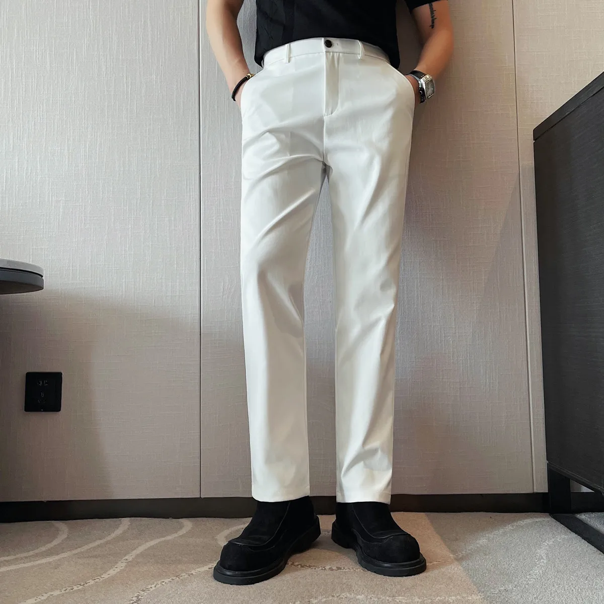 Spring Summer Straight Casual Pants for Men Slim Fit Elastic Waist Casual Business Trousers Men Solid Color Office Social Pant
Spring Summer Straight Casual Pants for Men Slim Fit Elastic Waist Casual Business Trousers Men Solid Color Office Social Pant