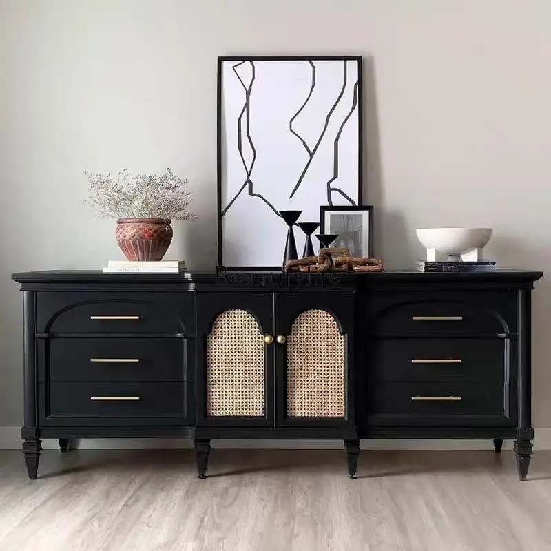 *French retro solid wood rattan dining side cabinet locker small apartment living room
*French retro solid wood rattan dining side cabinet locker small apartment living room