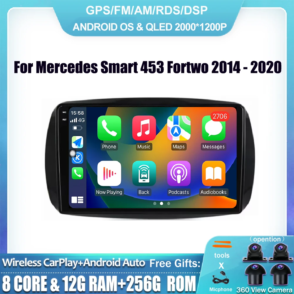 GPS Screen Carplay Car Radio BT 9" Android 14 For Mercedes Smart 453 Fortwo 2014 - 2020 Autoradio Multimedia Player NO 2Din DVD
GPS Screen Carplay Car Radio BT 9" Android 14 For Mercedes Smart 453 Fortwo 2014 - 2020 Autoradio Multimedia Player NO 2Din DVD