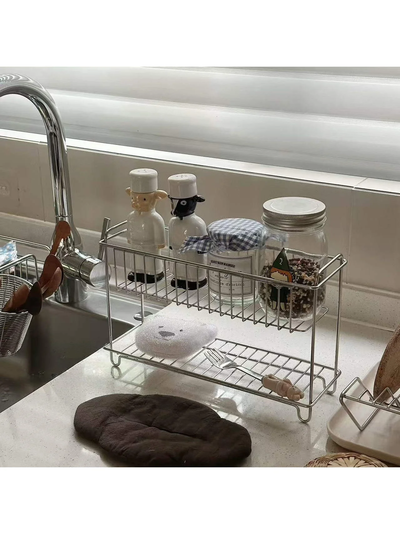 Stainless Steel Double Layer Kitchen Bathroom Storage Rack Draining Shelf Hollow out Cosmetic Organizer Simple Style Home Org...
Stainless Steel Double Layer Kitchen Bathroom Storage Rack Draining Shelf Hollow out Cosmetic Organizer Simple Style Home Org...